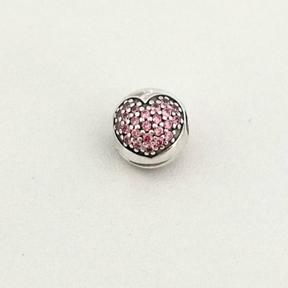 Pandora Pink CZ Sparkly Hearts Love Of My Life Rare Retired Clip Bead Charm - Picture 3 of 7